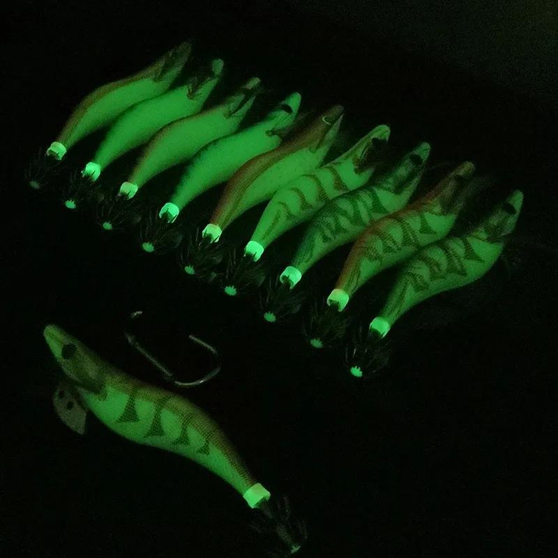 10 pièces lumineux calmar leurre gabarit crochet appât crevette poulpe seiche leurre plombs crevette