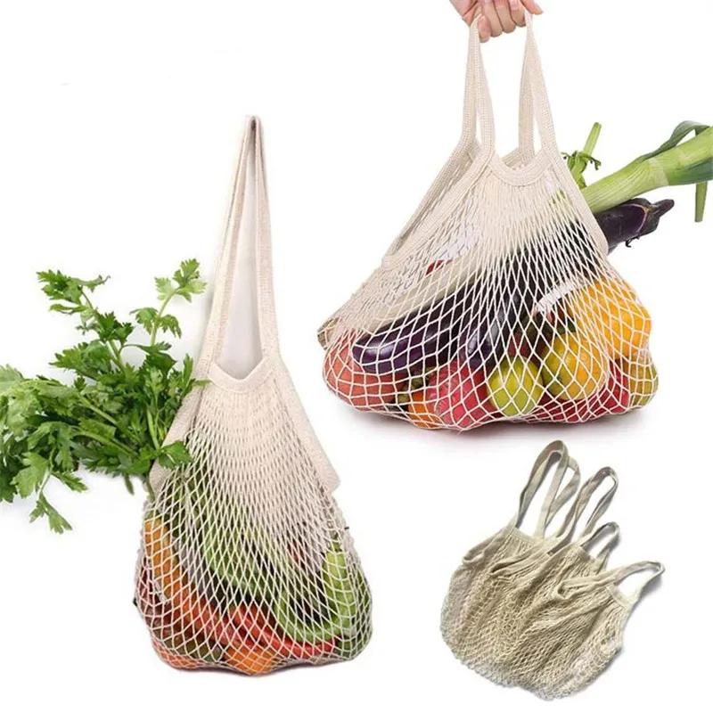 Sacs de produits en maille de coton réutilisables, pour légumes, fruits, aliments, cuisine, sac de r