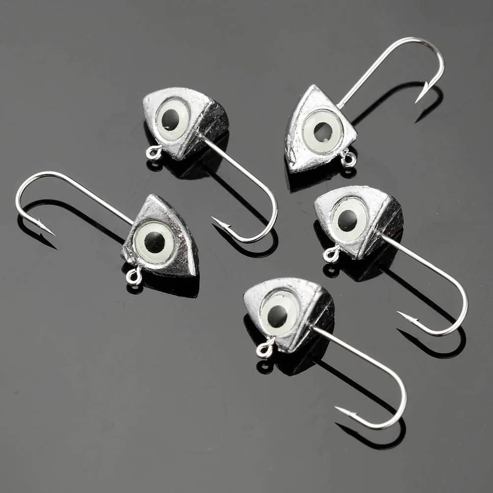 JOHNCOO 8 pièces lumineux 3D oeil gabarit tête crochets de pêche 2g 3g 4g 6g gabarit tête glace bar