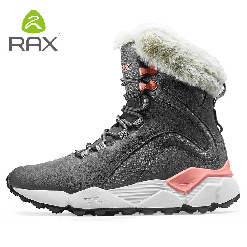 RAX – bottes d'hiver en cuir avec fourrure pour femme, chaussures de neige Super chaudes, baskets de