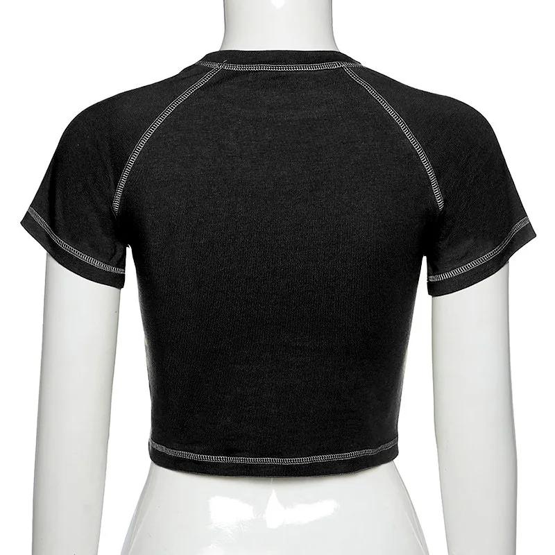 T-shirt femme Harajuku haut court Harajuku rétro coréen noir démon Punk gothique Anime imprimé vêtem