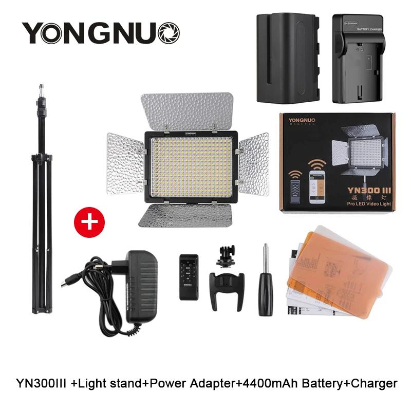 YongNuo YN300 III YN300III 3200k-5500K CRI95 Lumière vidéo LED pour appareil photo, optionnelle avec
