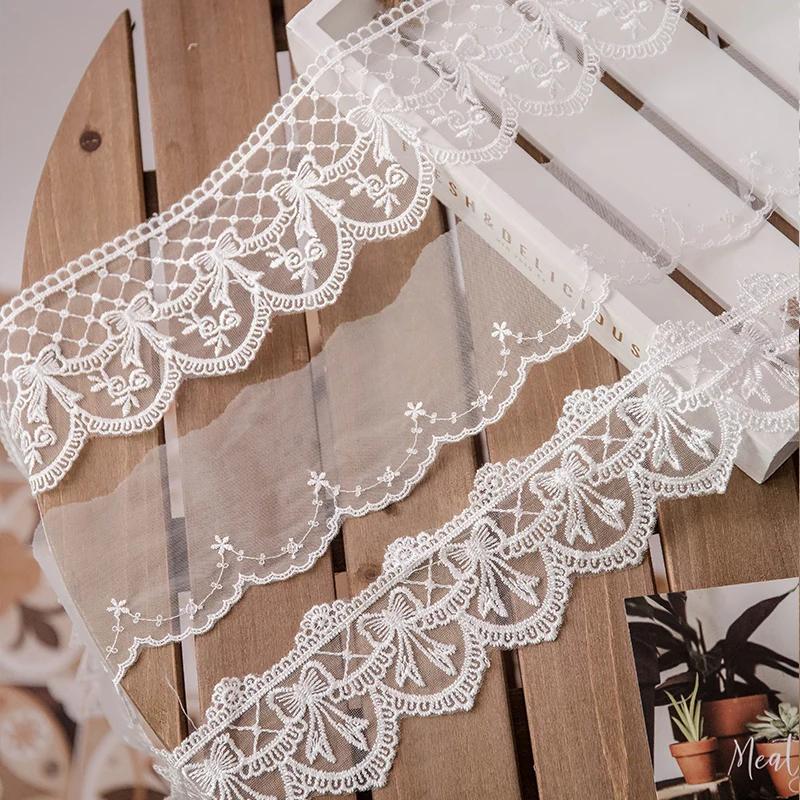 Ruban en dentelle Lolita blanc, 2yards, accessoires de couture, broderie de papillons 3D, garnitures