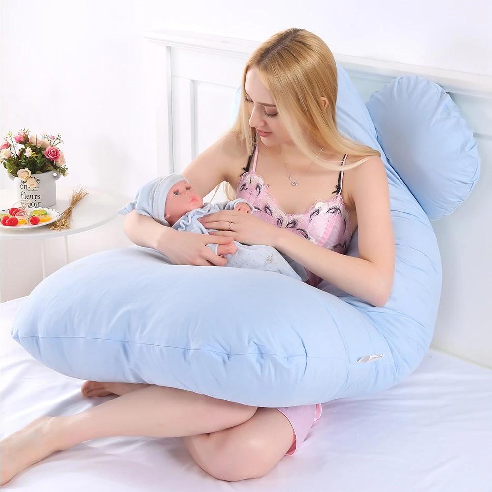 PANGDUBE oreiller de grossesse 130*70 cm oreiller de taille de couchage pour les femmes enceintes or