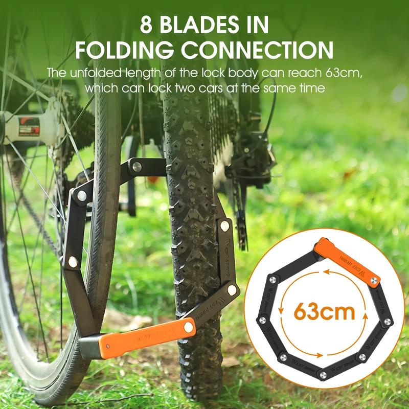 WEST BIKING Serrure de Sécurité Pliable pour Vélo, Accessoire Anti-vol, Convient pour Vélo de Route,