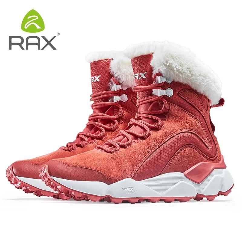 RAX – bottes d'hiver en cuir avec fourrure pour femme, chaussures de neige Super chaudes, baskets de