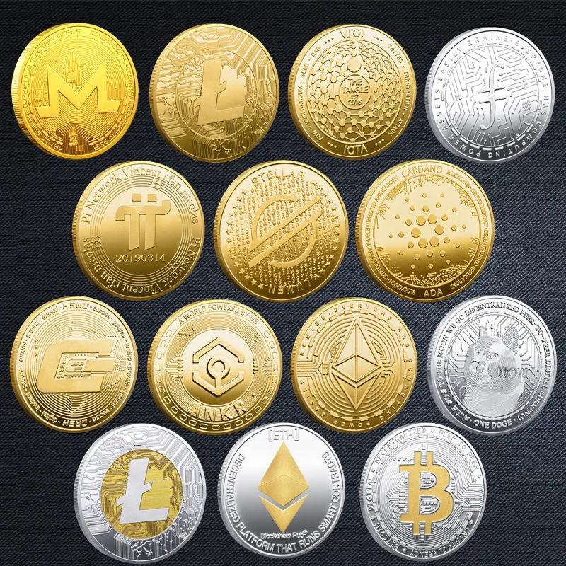 BITCoin Art Collection plaqué or Bitcoins physiques Bitcoin BTC avec étui cadeau métal physique Anti