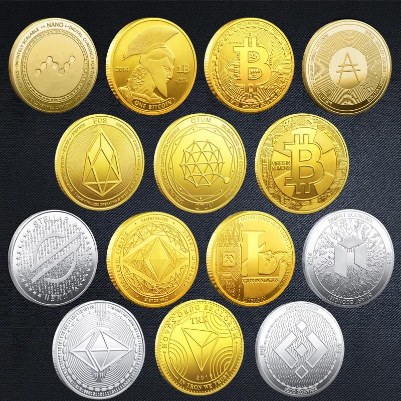 BITCoin Art Collection plaqué or Bitcoins physiques Bitcoin BTC avec étui cadeau métal physique Anti