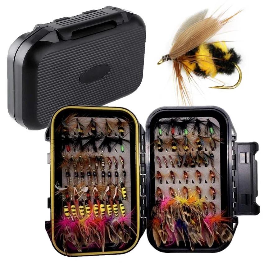 Assortiment de leurres pour la pêche à la mouche, lot de 32 à 112 pièces, avec banderoles, nymphe, à