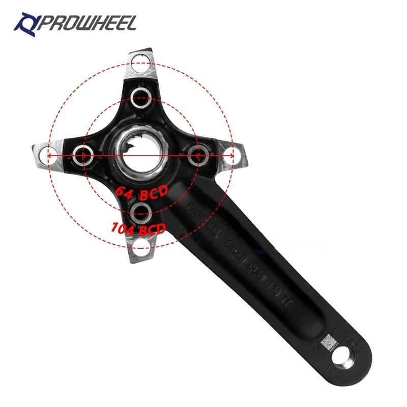 Pédalier double Prowheel Hollowtech pour VTT - Manivelle intégrée 104 BCD 32/34/36T bielles légères