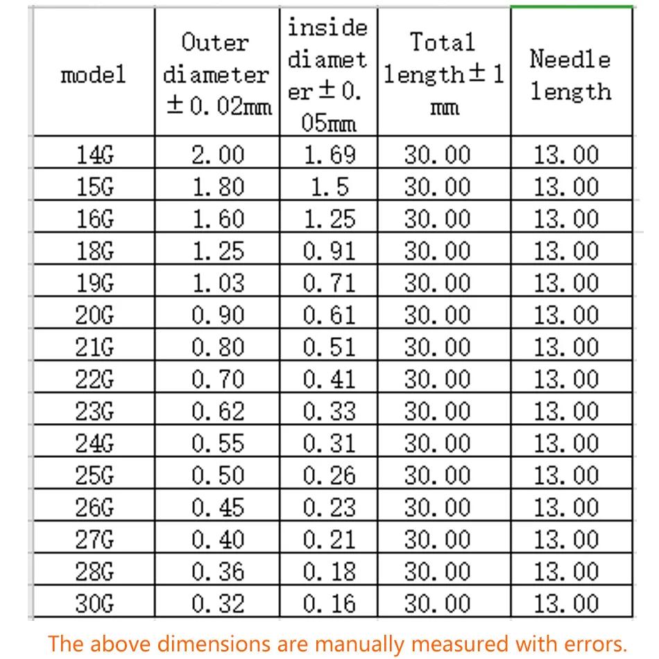 Distributeur de seringues liquide de précision droites, 50 pièces, pointes d'aiguilles 14/15/16/18/1
