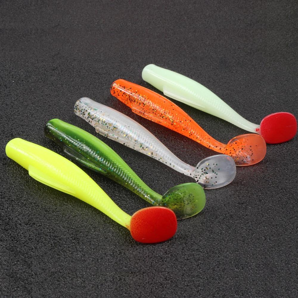 TEUKIM 6 pièces TPR doux ver Shad 80mm 4.8g roche Shiner leurres de pêche mer appât flottant doux le