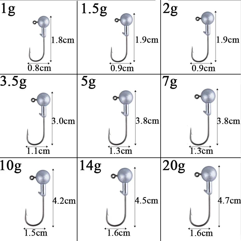 10 pièces/lot tête de gabarit crochet de pêche 3.5g -20g crochet lesté gabarit crochet de pêche doux