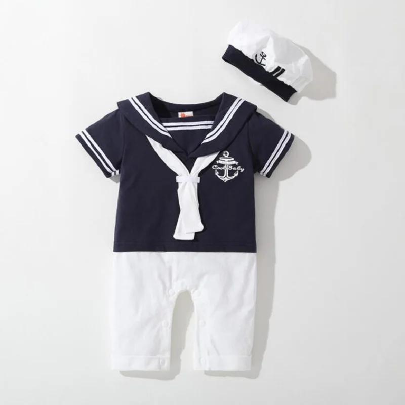 Vêtements d'été pour bébés garçons et filles, barboteuse marine, combinaison de marin pour nouveau-n