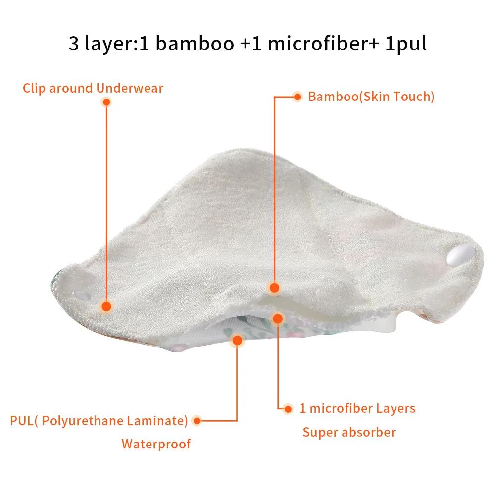 Coussinets hygiéniques réutilisables en Fiber de bambou, 10 pièces, serviettes hygiéniques féminines