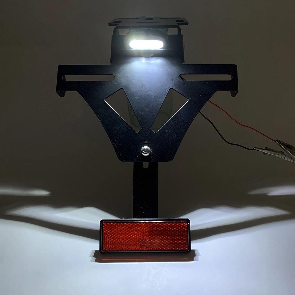 Support de cadre arrière de plaque d'immatriculation arrière réglable pour moto, avec lumière LED, a