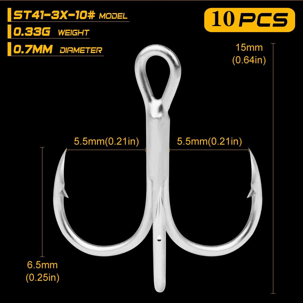 Hameçons triples Super solides, matériel de pêche, 10 pièces, accessoires haute résistance, en acier