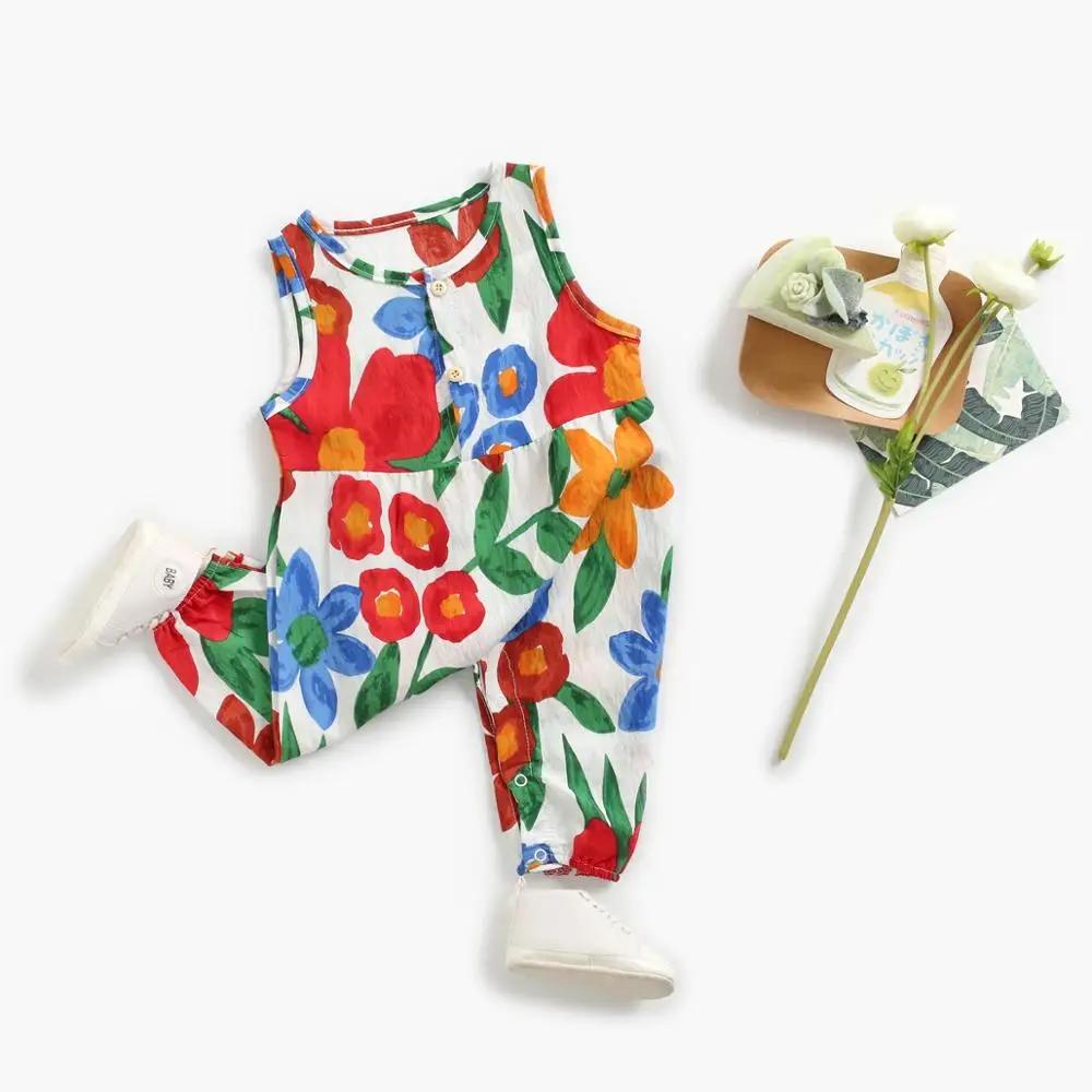 Sanlutoz fleurs bébé filles body sans manches été bébé body coton bébé vêtements pour nouveau-né
