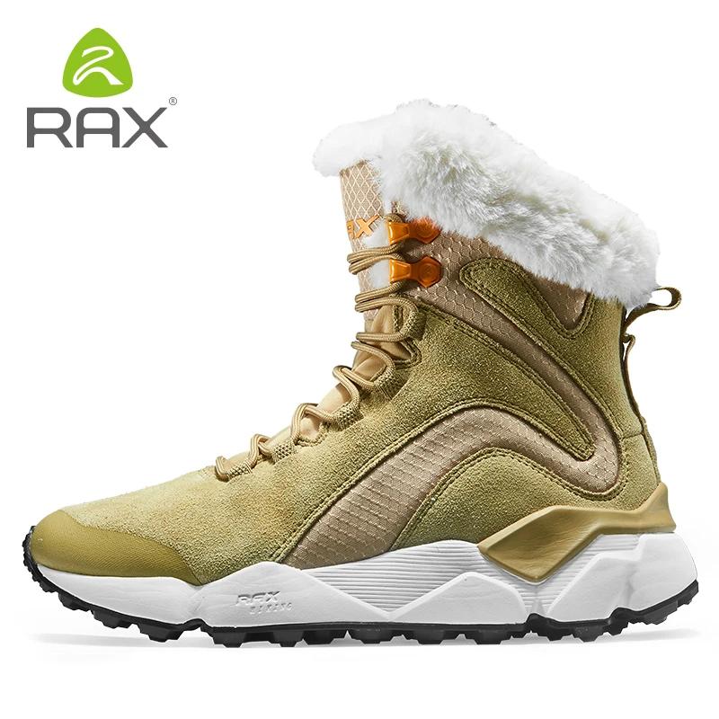 RAX – bottes d'hiver en cuir avec fourrure pour femme, chaussures de neige Super chaudes, baskets de