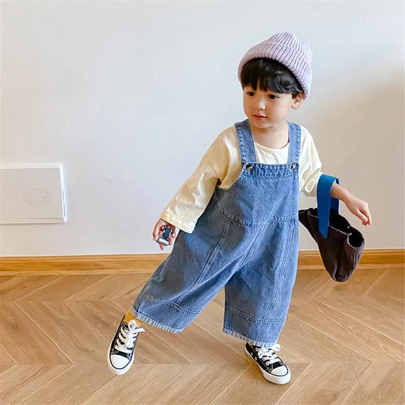 2025 automne nouveaux enfants salopette ample bébé garçons filles décontracté Jean combinaison solid