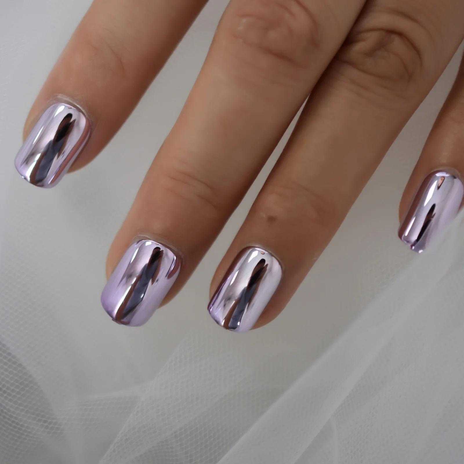 Carré galvanoplastie Chrome taille moyenne presse sur les ongles 2021 couverture complète ongles con