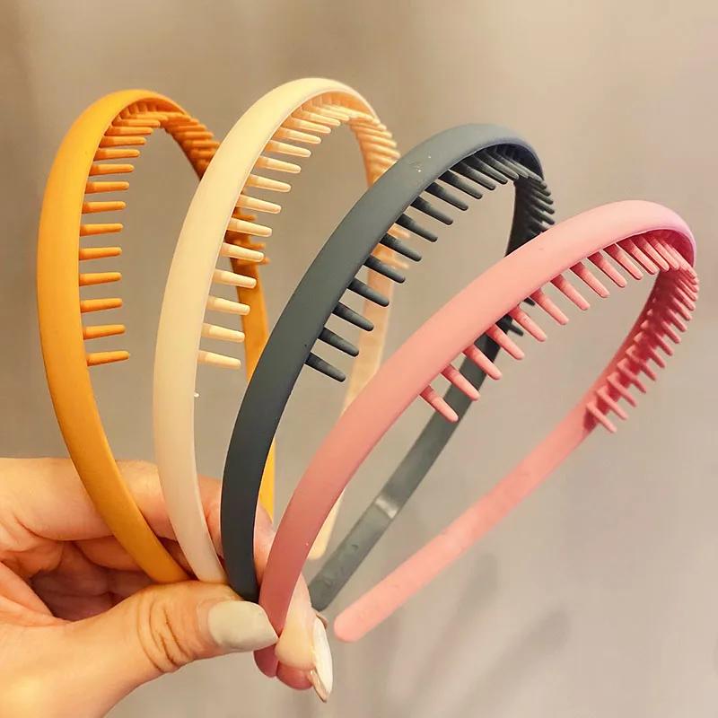 Serre-têtes colorés mats à dents pour femmes, bandeaux de finition pour cheveux rebelles, accessoire