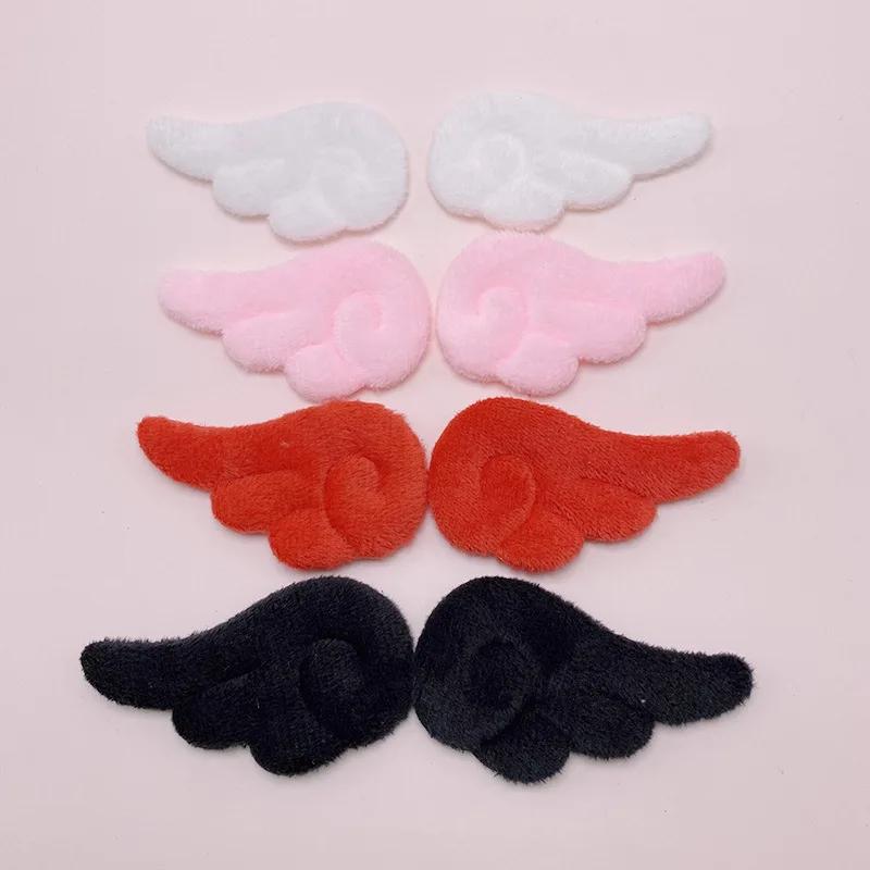 7*4Cm 40 pièces/lot peluche feutre aile d'ange rembourré Appliques pour bricolage enfants pince à ch