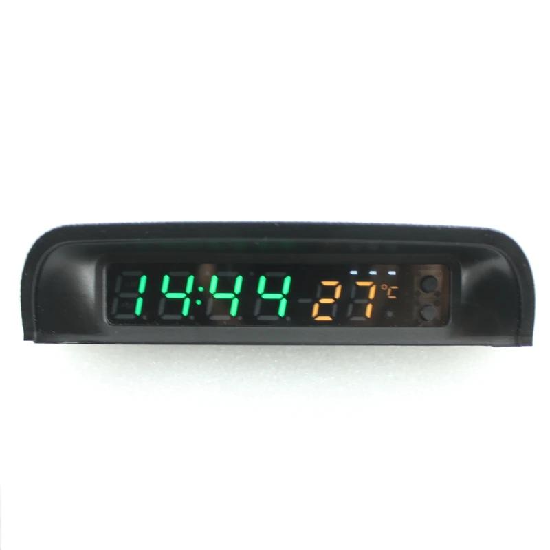 Horloge numérique de voiture solaire, thermomètre à double affichage couleur, interrupteur intellige