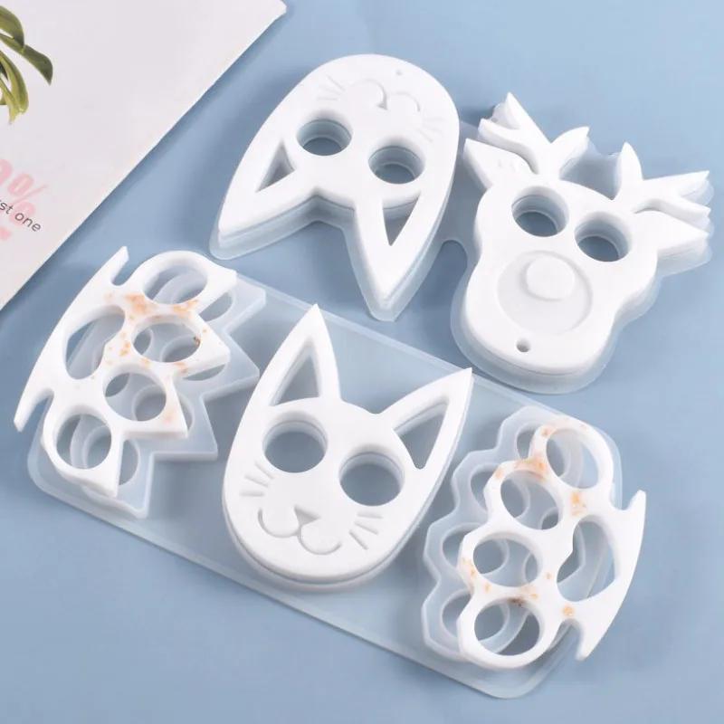 Moule en Silicone Transparent en résine, artisanat décoratif, bricolage, hibou de noël, chat, penden