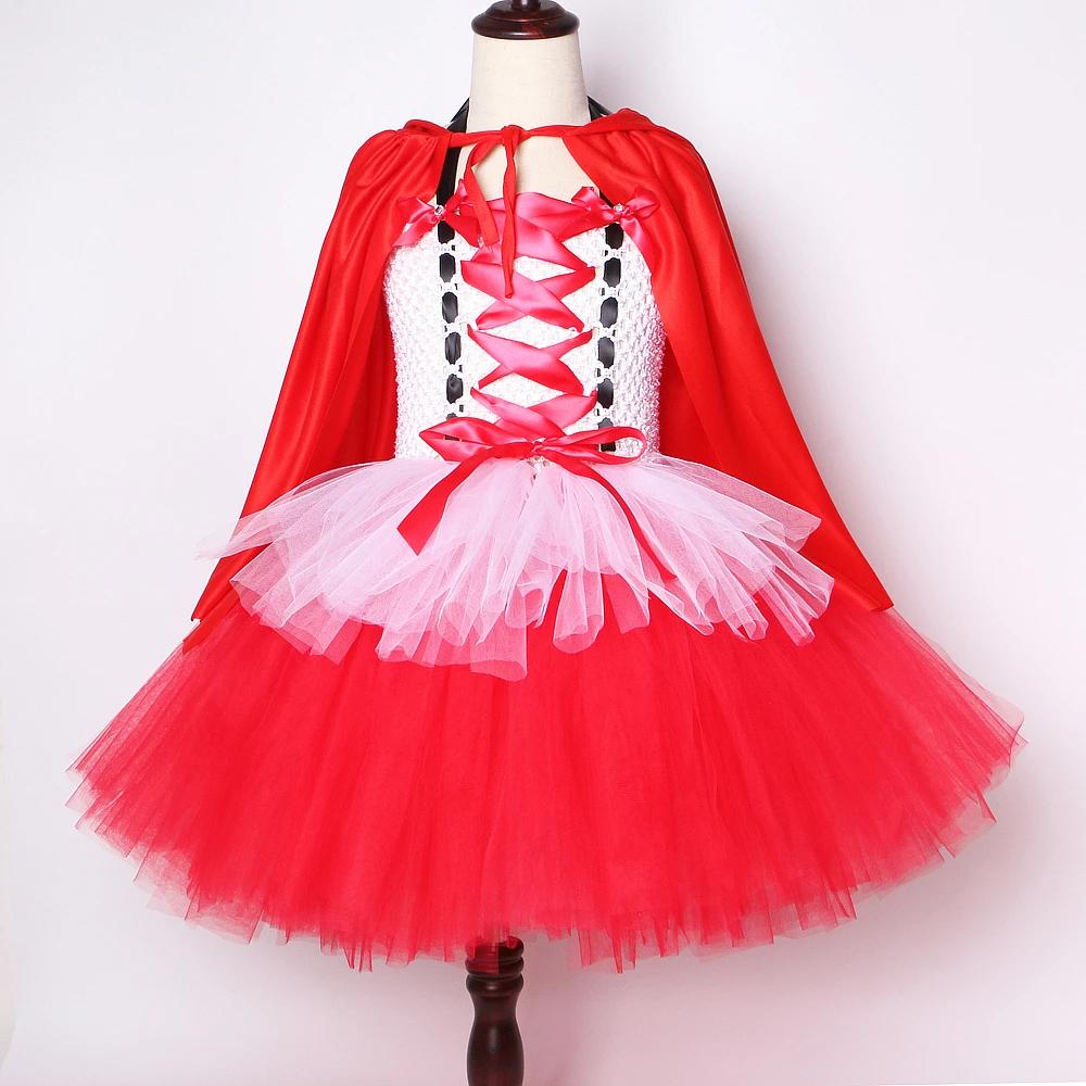 Costumes de Chaperon Rouge pour Bol, Petite Robe Tutu de Barrage de Casquette Rouge pour Enfants, Te