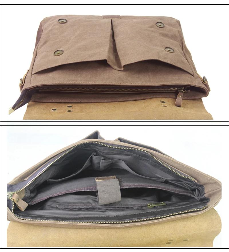 Porte-documents Vintage en Cuir et Toile pour Homme, Sac d'Affaires, Portefeuille de Bureau, Fourre-