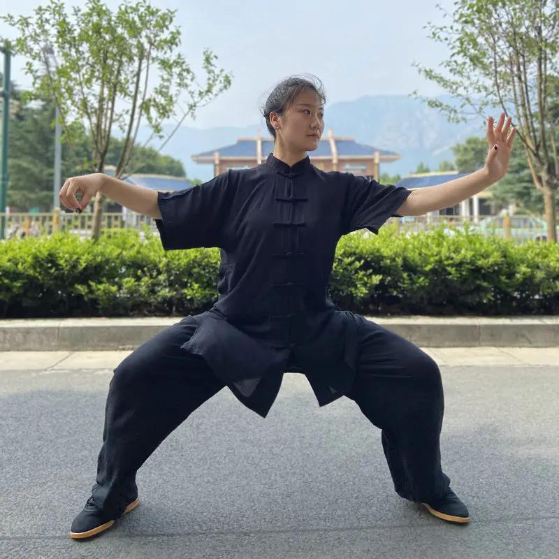 Tai chi solide coton 6 couleurs haute qualité Wushu Kung fu vêtements enfants adultes Arts martiaux 
