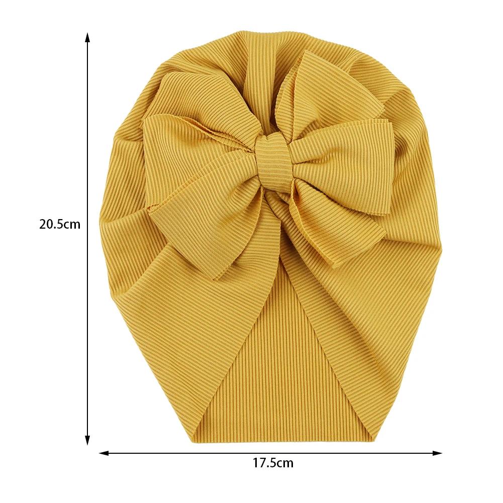Chapeaux Turban à nœud de lapin côtelé solide pour bébés garçons et filles, bonnets rayés fins et él