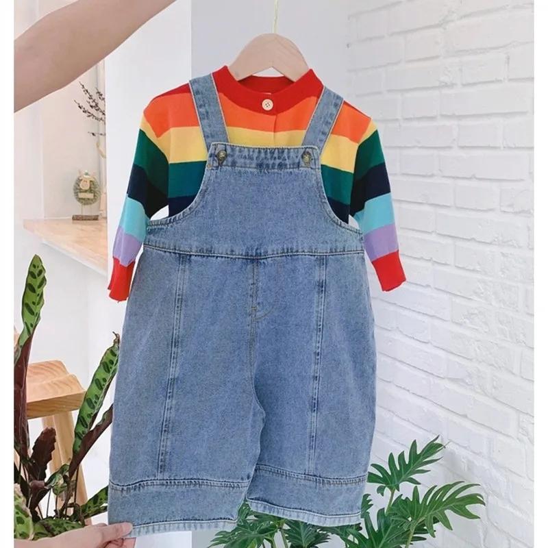 2025 automne nouveaux enfants salopette ample bébé garçons filles décontracté Jean combinaison solid