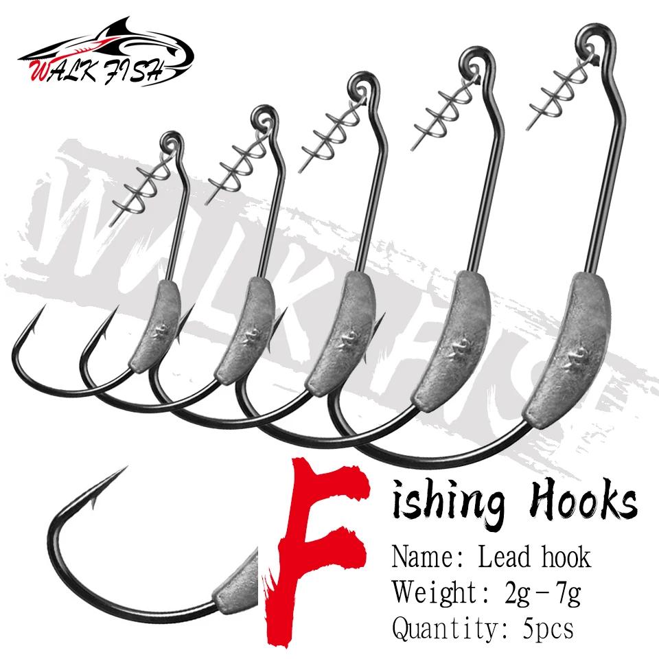 WALK FISH – hameçon de pêche en acier au carbone, 5 pièces, tête de gabarit en plomb, goupille de ve