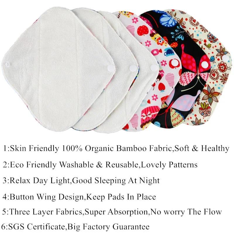 Coussinets hygiéniques réutilisables en Fiber de bambou, 10 pièces, serviettes hygiéniques féminines