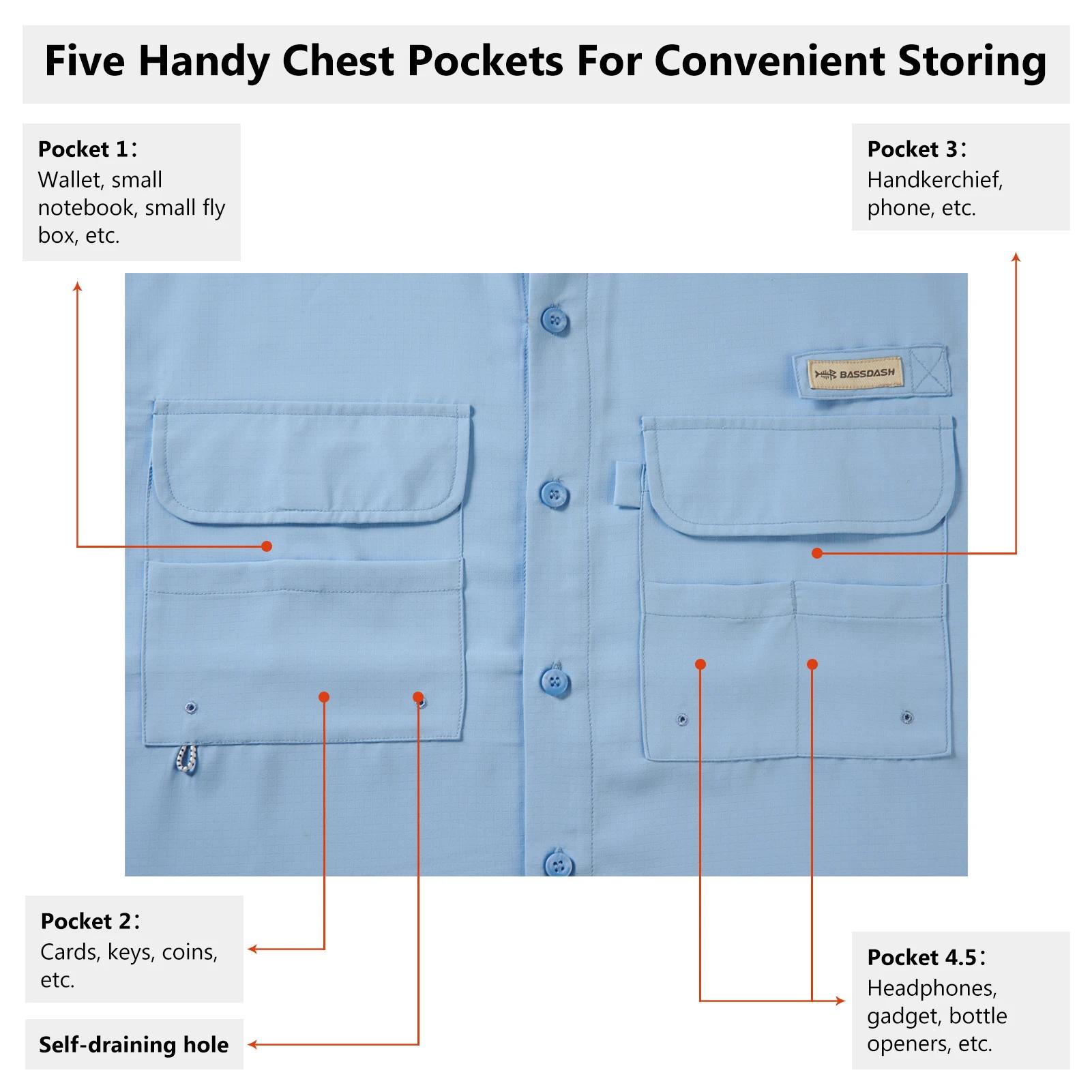 BASSDASH Chemise boutonnée de pêche à manches longues UPF 50 pour homme Performance Séchage rapide F