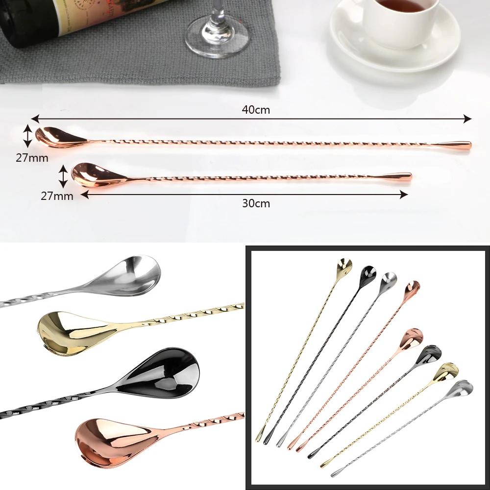 Cuillère à mélanger cuillère à Cocktail 30/40cm outils de barman en acier inoxydable Bar cuillère à 