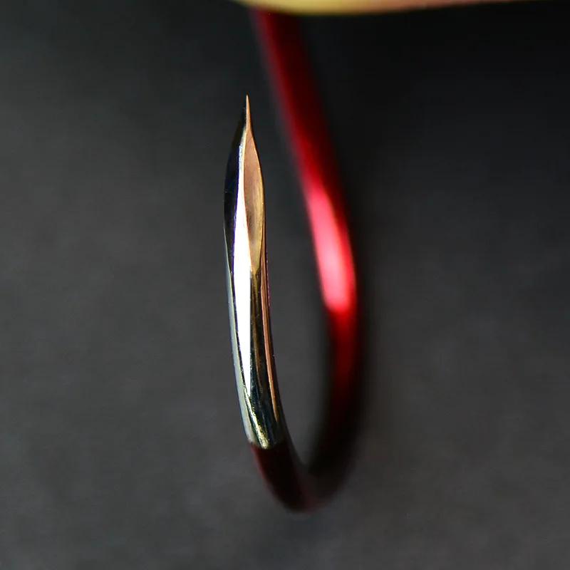 Hameçons de pêche japonais à pointe super aiguille, à bouche courbée triangulaire, à attaque rapide,
