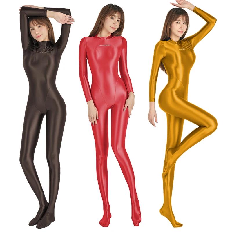 Maillot de bain une pièce brillant unisexe combinaison sport grande taille sexy nouveau