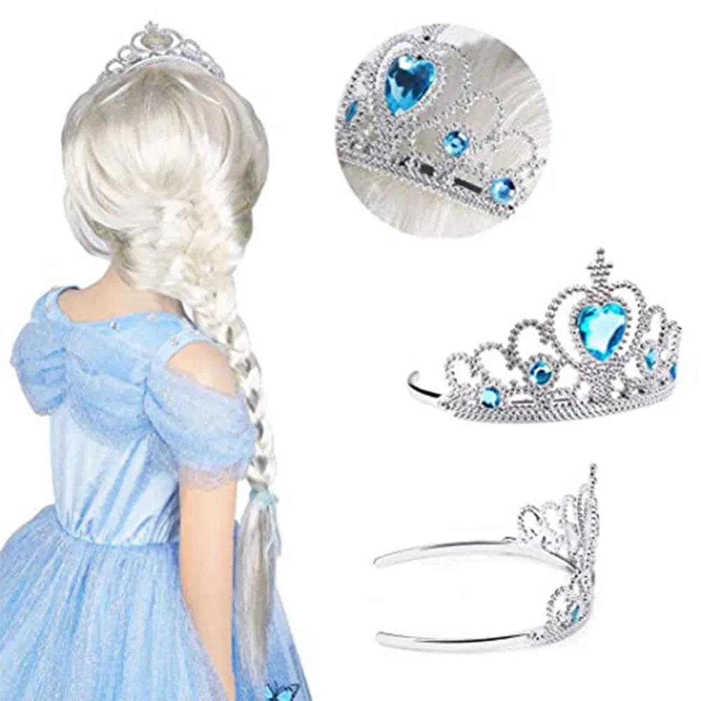 Accessoires de princesse Elsa, ensemble de déguisement pour petites filles, Costume de couronne Elsa