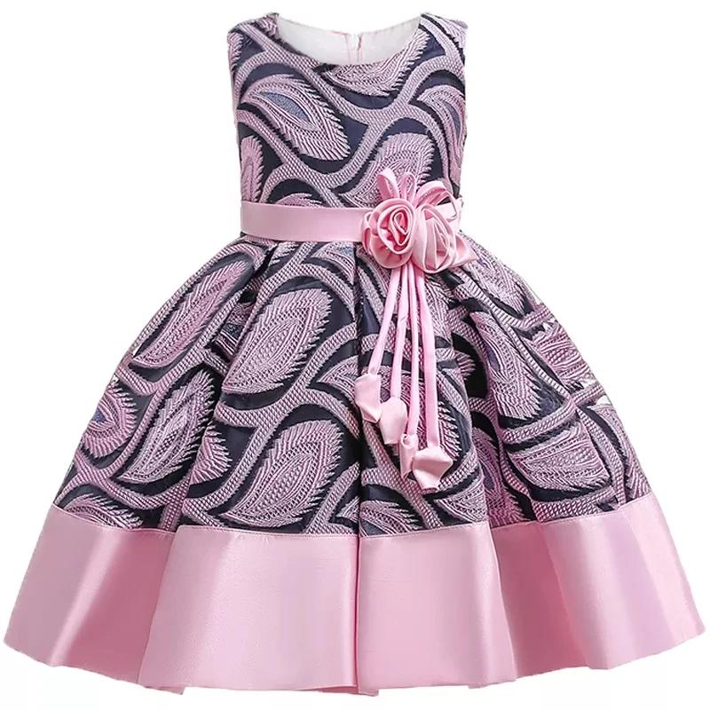 Robe à rayures à fleurs pour petites filles, robes de fête de mariage à fleurs, robe de princesse de