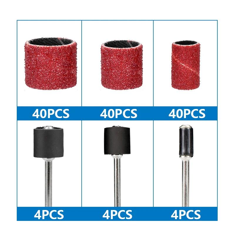CMCP 102/132 pièces jeu de tambours de ponçage 1/4 3/8 1/2 pouces bandes de ponçage avec mandrins de