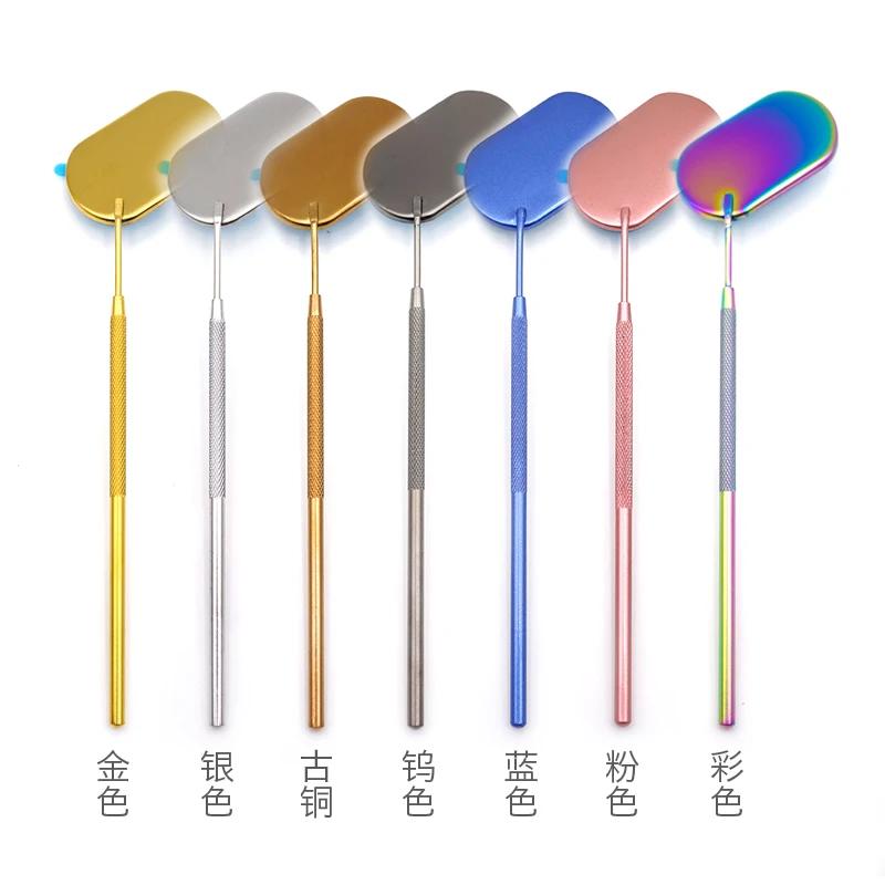 Miroir ovale multi-couleurs en acier inoxydable, contrôle multifonction, Extension de cils, maquilla