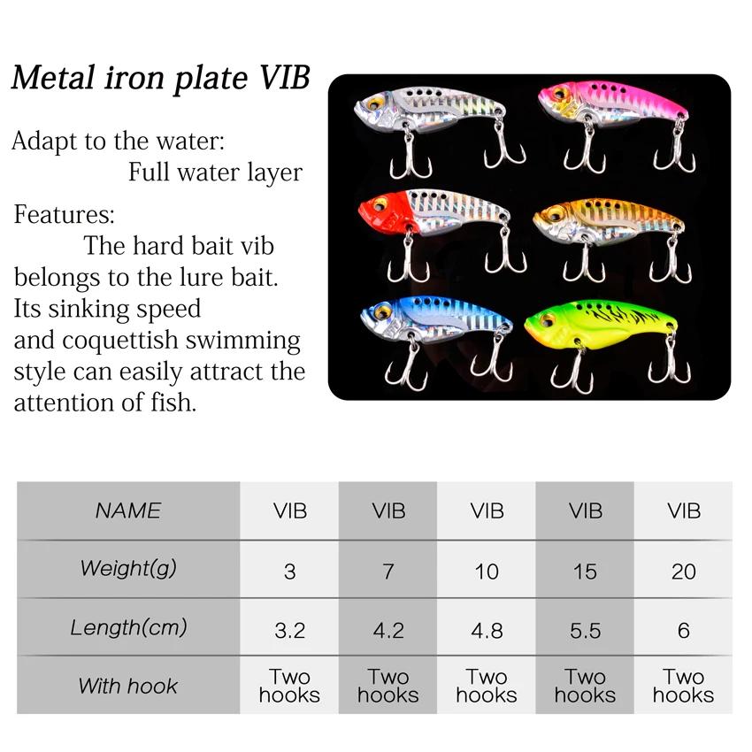 9 pièces hiver métal VIB Spinner cuillère leurre de pêche 3g 7g 10g 15g 20g gabarits Vibration appât