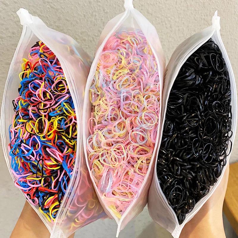 Lot de 1000 élastiques colorés jetables pour filles, petits élastiques à cheveux pour queue de cheva