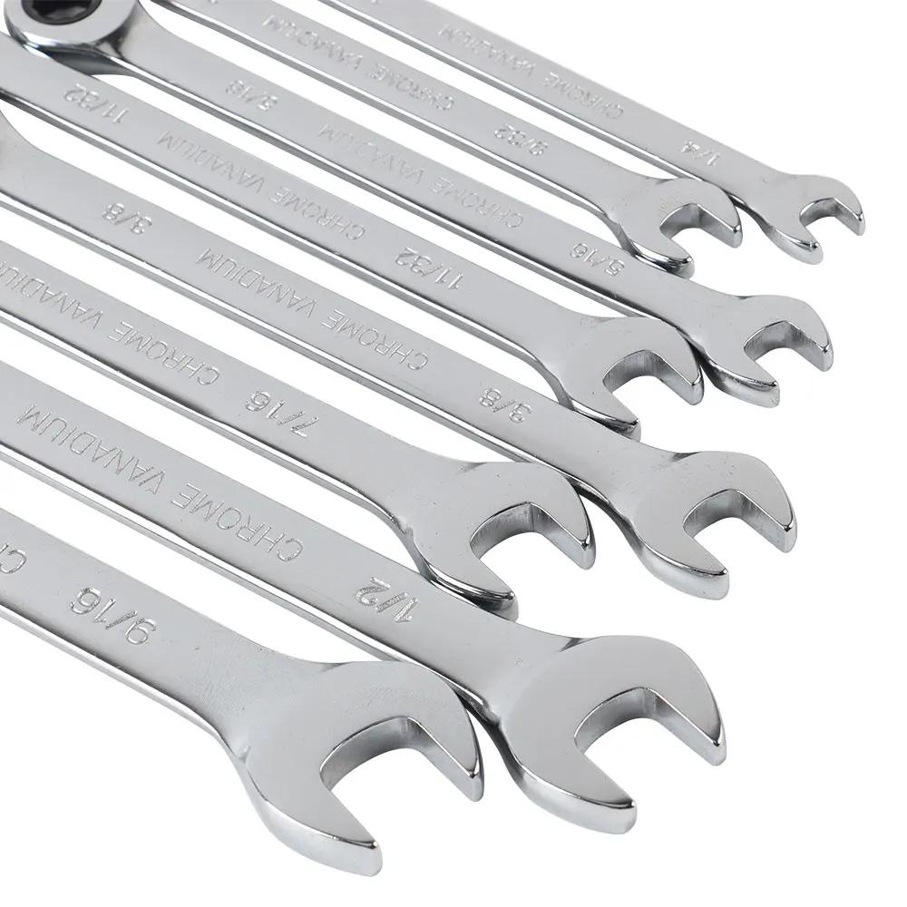 Jeu de clés à cliquet de taille impériale, 1/4 à 1 pièce, outils manuels, cliquet à 72 dents, tête f
