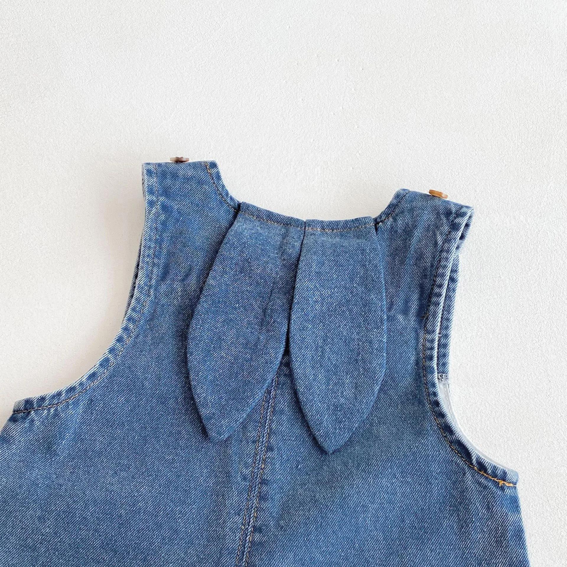 Salopette en jean pour bébé, automne et hiver, avec oreilles de lapin, pantalons longs mignons et pa