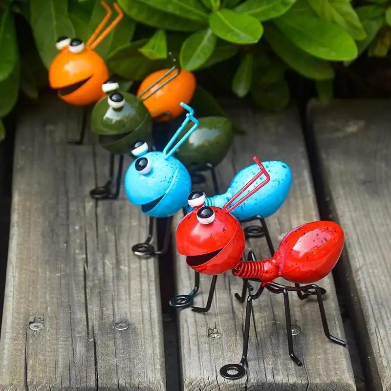 Nouveau 4-1PC fourmi décor extérieur jardin mignon insecte métal fourmi salon mur Art Sculptures ten