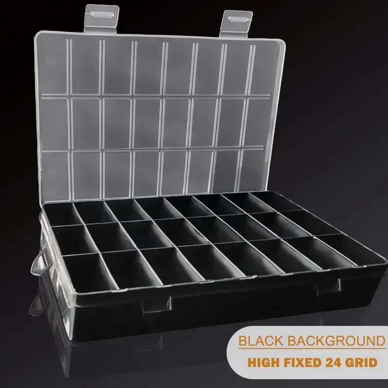 Boîte de rangement en plastique à 24 grilles, boîte de rangement pour bijoux, boucles d'oreilles, co